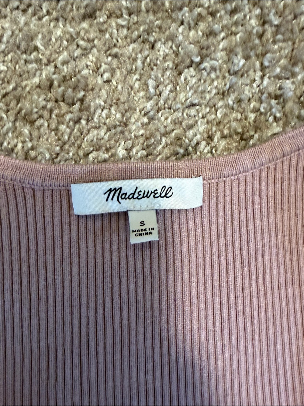Madewell Mauve Ribbed Button-Front Cardigan - Picture 3 of 3